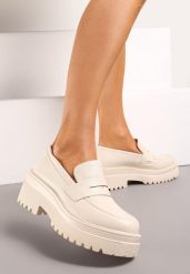 Beżowe Mokasyny na Grubej Podeszwie z Ozdobnym Paskiem Linerba. Brązowe mokasyny damskie Born2be, eleganckie. Za 139.99 zł.