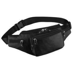 Czarna, skórzana saszetka męska zamykana na suwak, jednokomorowa - Rovicky. Czarne saszetki męskie ROVICKY, ze skóry. Za 69.99 zł.