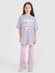 4F Legginsy dzianinowe z efektem acid wash dziewczęce - fioletowe 152 (11-12 lat). Fioletowe legginsy dla dziewczynek 4f, bez wzorów, z bawełny. W wyprzedaży za 29.99 zł.