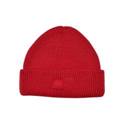 Czapka z wełny dzierganej Urban Classics. Czerwone czapki i kapelusze damskie Urban Classics, na zimę, bez wzorów, dziergany. Za 153.00 zł.