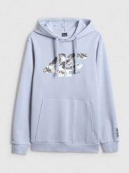 4F Bluza dresowa nierozpinana z kapturem męska - niebieska XL. Niebieskie bluzy męskie 4f, m, bez wzorów, z dresówki, z kapturem. Za 249.99 zł.