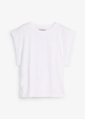 T-shirt z czystej bawełny. Białe bluzki damskie bonprix, bez wzorów, z bawełny, bez kołnierzyka. Za 32.99 zł.