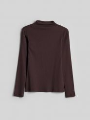 4F Longsleeve slim z prążkowanej dzianiny damski - brązowy L. Brązowe t-shirty damskie 4f, l, bez wzorów, z dzianiny, bez kołnierzyka. Za 129.99 zł.
