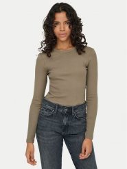 ONLY Bluzka Val 15371305 Brązowy Regular Fit. Brązowe bluzki damskie Only, l, bez wzorów, z bawełny, bez kołnierzyka, bez ramiączek. Za 79.99 zł.