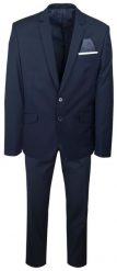 Męski, Taliowany Garnitur (Wesele, Studniówka) - Casino - Ciemny Granat. Garnitury męskie Casino, bez wzorów, z poliesteru, biznesowe. Za 385.00 zł.
