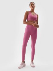 4F Legginsy treningowe bezszwowe z wysokim stanem damskie - różowe XS/S. Czerwone legginsy damskie 4f, s, bez wzorów, z dzianiny, z podwyższonym stanem, na fitness i siłownię. W wyprzedaży za 79.99 zł.