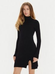 Kontatto Sukienka dzianinowa 3M0135N Czarny Slim Fit. Czarne sukienki damskie Kontatto, m, bez wzorów, z dzianiny, bez kołnierzyka, bez ramiączek. Za 279.99 zł.