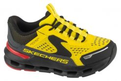 Buty sportowe Sneakersy chłopięce, Slip-ins Glide-Step Plus-Vista-Lane. Żółte trampki i tenisówki chłopięce Skechers, bez wzorów, z materiału, sportowe, przed kostkę, bez zapięcia. Za 219.99 zł.