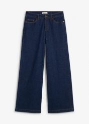 Jeansy wide leg, średni stan, pełna długość. Niebieskie jeansy damskie bonprix. Za 127.99 zł.