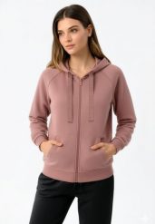 Klasyczna bluza z kapturem B-JOKOS. Brązowe bluzy damskie Volcano, m, bez wzorów, z bawełny, z kapturem. Za 159.99 zł.