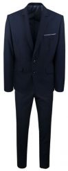 Granatowy Garnitur na Studniówkę lub Wesele - Taliowany - Casino. Niebieskie garnitury męskie Casino, bez wzorów, z poliesteru, biznesowe. Za 385.00 zł.