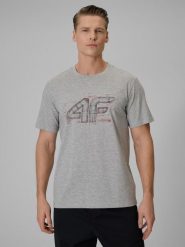 T-shirt męski 4F 4FRSS26TTSHM3989. Szare t-shirty męskie 4f, na lato, l, bez wzorów, z bawełny, klasyczne, bez kołnierzyka. Za 59.99 zł.