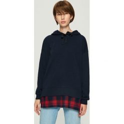 Bluza z koszulowym panelem - Granatowy. Niebieskie bluzy damskie Sinsay. Za 69.99 zł.