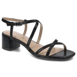 Czarne Sandały Tamaris Eleganckie Buty Na Lato. Czarne klapki damskie Tamaris, bez wzorów, ze skóry, bez obcasa, na obcasie, bez zapięcia. Za 165.00 zł.