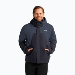 Kurtka narciarska męska Jack Wolfskin Flowline 2L Ins. Niebieskie kurtki męskie Jack Wolfskin, l, bez wzorów, bez kaptura, narciarskie. Za 899.99 zł.