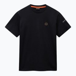 Koszulka męska Napapijri S-Badge black 041. Czarne koszulki sportowe męskie Napapijri, m, bez wzorów, bez kołnierzyka, bez ramiączek, trekkingowe. Za 139.99 zł.