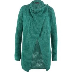 Sweter rozpinany w strukturalny wzór bonprix dymny szmaragdowy. Kardigany damskie marki bonprix. Za 44.99 zł.