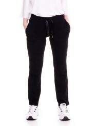 Spodnie damskie w czarno-białe prążki. Czarne spodnie materiałowe damskie LEONE 1947 APPAREL, l, z aplikacjami, z bawełny, na fitness i siłownię. Za 84.16 zł.