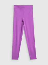 4F Legginsy treningowe szybkoschnące damskie - różowe L. Czerwone legginsy sportowe damskie 4f, l, bez wzorów, z podwyższonym stanem, na fitness i siłownię. Za 129.99 zł.