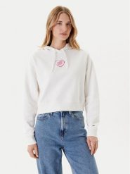 Tommy Jeans Bluza Heart DW0DW21408 Biały Relaxed Fit. Białe bluzy damskie Tommy Jeans, m, bez wzorów, z bawełny, bez kaptura. Za 289.99 zł.
