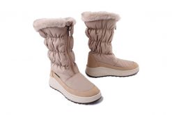 MANITU 990367-08 beige, śniegowce damskie. Brązowe śniegowce i trapery damskie Manitu, z polaru. Za 484.90 zł.