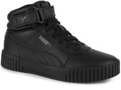 Buty sportowe damskie sneakersy wysokie czarne PUMA CARINA 2.0 MID. Czarne obuwie sportowe damskie Puma, z aplikacjami, z gumy, trekkingowe. Za 199.00 zł.