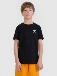 4F T-shirt regular z nadrukiem chłopięcy - czarny 164 (13-14 lat). Czarne t-shirty dla chłopców 4f, bez wzorów, z bawełny, bez ramiączek. W wyprzedaży za 19.99 zł.