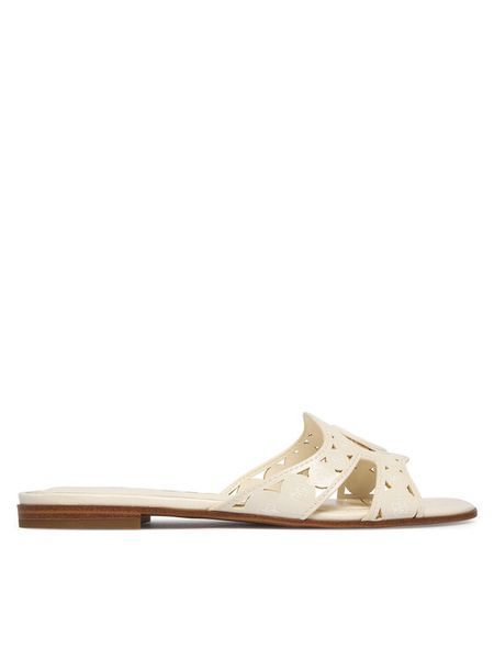 Guess Klapki FLJCIE PAF03 Kremowy. Białe klapki damskie Guess, z aplikacjami, ze skóry, bez obcasa. Za 274.99 zł.