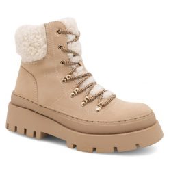 Trzewiki DeeZee. Brązowe botki damskie DeeZee, bez obcasa, na płaskiej podeszwie, bez zapięcia. Za 89.99 zł.