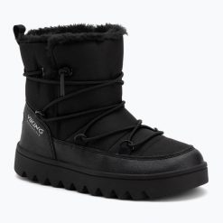 Śniegowce Viking Footwear Snowflake Warm Waterproof SL. Czarne śniegowce dziewczęce Viking, z kauczuku, przed kolano, bez zapięcia. Za 229.99 zł.