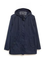 Kurtka damska przeciwdeszczowa z regulacją w talii z kapturem granatowa Lisa 403. Niebieskie płaszcze damskie Big Star, na wiosnę, l, bez wzorów, prążkowane, klasyczne, z kapturem. Za 329.99 zł.