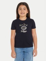 Tommy Hilfiger T-Shirt KG0KG08007 Granatowy Regular Fit. Niebieskie t-shirty i topy dla dziewczynek Tommy Hilfiger, bez wzorów, z bawełny, bez ramiączek. Za 79.99 zł.