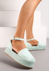 Jasnozielone Espadryle na Plecionej Platformie ze Sprzączką Gramiza. Zielone espadryle damskie Born2be, na lato, bez wzorów, bez obcasa, na koturnie, bez zapięcia. Za 49.99 zł.