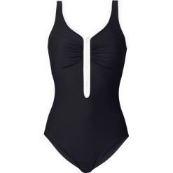 Kostium kąpielowy lekko modelujący sylwetkę z zamkiem. Niebieskie kostiumy jednoczęściowe damskie bonprix, bez wzorów. Za 117.99 zł.