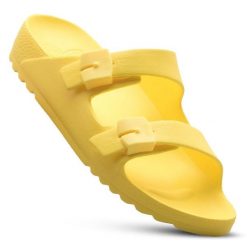 Klapki damskie sportowe SCHOLL BAHIA na basen. Żółte klapki damskie Scholl, bez wzorów, sportowe, bez obcasa. Za 119.99 zł.