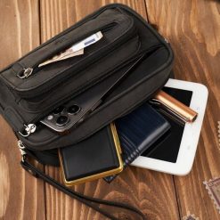 Paolo Peruzzi Saszetka męska czarna skórzana do ręki vintage T-130-HBL. Czarne saszetki męskie Paolo Peruzzi, vintage. Za 178.58 zł.