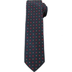 Krawat Męski w Czerwono-Białe Elementy, Kwadraciki - 6 cm - Angelo di Monti. Niebieskie krawaty i muchy Angelo di Monti, bez wzorów. Za 45.00 zł.