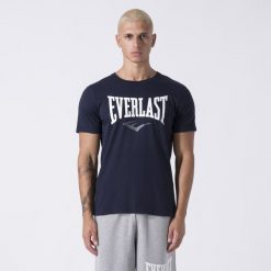 Ikoniczny T-Shirt Z Logo Niebieski Morski Bawelna. Niebieskie t-shirty męskie Everlast, l, bez wzorów, z bawełny, bez kołnierzyka. Za 126.00 zł.