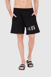 DSQUARED2 Czarne szorty męskie z logo icon. Czarne szorty męskie Dsquared2, l, bez wzorów. W wyprzedaży za 799.99 zł.