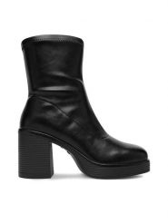 JENNY Botki CEO-HY58560S-1 Czarny. Czarne botki damskie Jenny, z materiału, bez obcasa, na słupku, bez zapięcia. Za 169.99 zł.