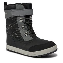Śniegowce Merrell. Szare buty zimowe chłopięce Merrell, bez wzorów, bez zapięcia. Za 399.99 zł.