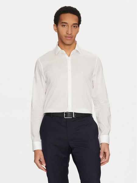 Calvin Klein Koszula K10K114356 Biały Regular Fit. Białe koszule męskie Calvin Klein, m, bez wzorów, z lyocellu, bez kołnierzyka, bez ramiączek. Za 229.99 zł.