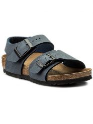 Birkenstock Sandały New York Kids Bf 0087773 Granatowy. Niebieskie sandały chłopięce Birkenstock, ze skóry, bez zapięcia. Za 139.99 zł.