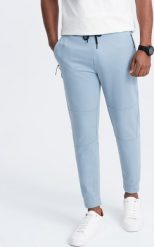Ombre Spodnie męskie dresowe joggery na gumce z przeszyciami jasnoniebieskie V2 OM-PASK-0142 XXL. Niebieskie spodnie sportowe męskie Ombre, m, bez wzorów, z dresówki. Za 59.99 zł.
