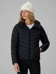 4F Kurtka z wypełnieniem syntetycznym damska - czarna XXL. Czarne kurtki damskie 4f, s, bez wzorów, z materiału, z kapturem. Za 269.99 zł.