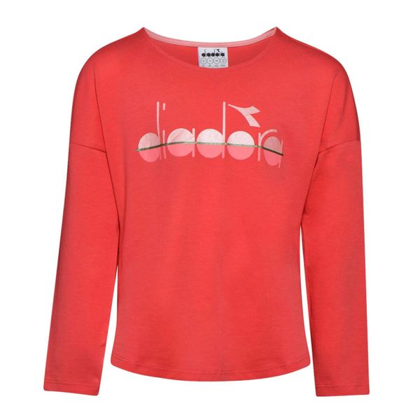 Koszulka dziewczęca DIADORA JG.LS T-SHIRT 5PALLE. Czerwone bluzki dla dziewczynek Diadora, bez wzorów, bez ramiączek. Za 24.99 zł.