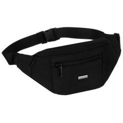 Czarna saszetka męska z kieszeniami zewnętrznymi na suwak zawieszona na regulowanym pasku - Peterson. Czarne saszetki męskie Peterson. Za 69.99 zł.