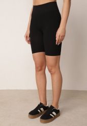 Czarne Szorty Kolarki z Wysokim Stanem o Modelującym Fasonie Kimolodia. Czarne szorty sportowe damskie Born2be, m, bez wzorów, z podwyższonym stanem, na fitness i siłownię. Za 39.99 zł.