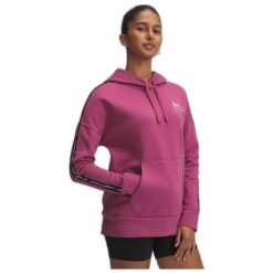 Bluza Under Armour Icon Fleece Taped Hoody. Fioletowe bluzy sportowe damskie Under Armour, bez wzorów, bez kaptura, na fitness i siłownię. Za 179.99 zł.