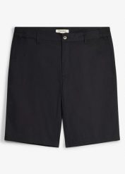 Bermudy ze stretchem z elastyczną wstawką w pasie, regular fit. Czarne szorty męskie bonprix, na lato, m, bez wzorów. Za 94.99 zł.